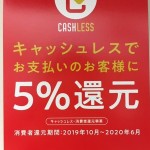 増税だけど5％還元！！（キャッシュレス）